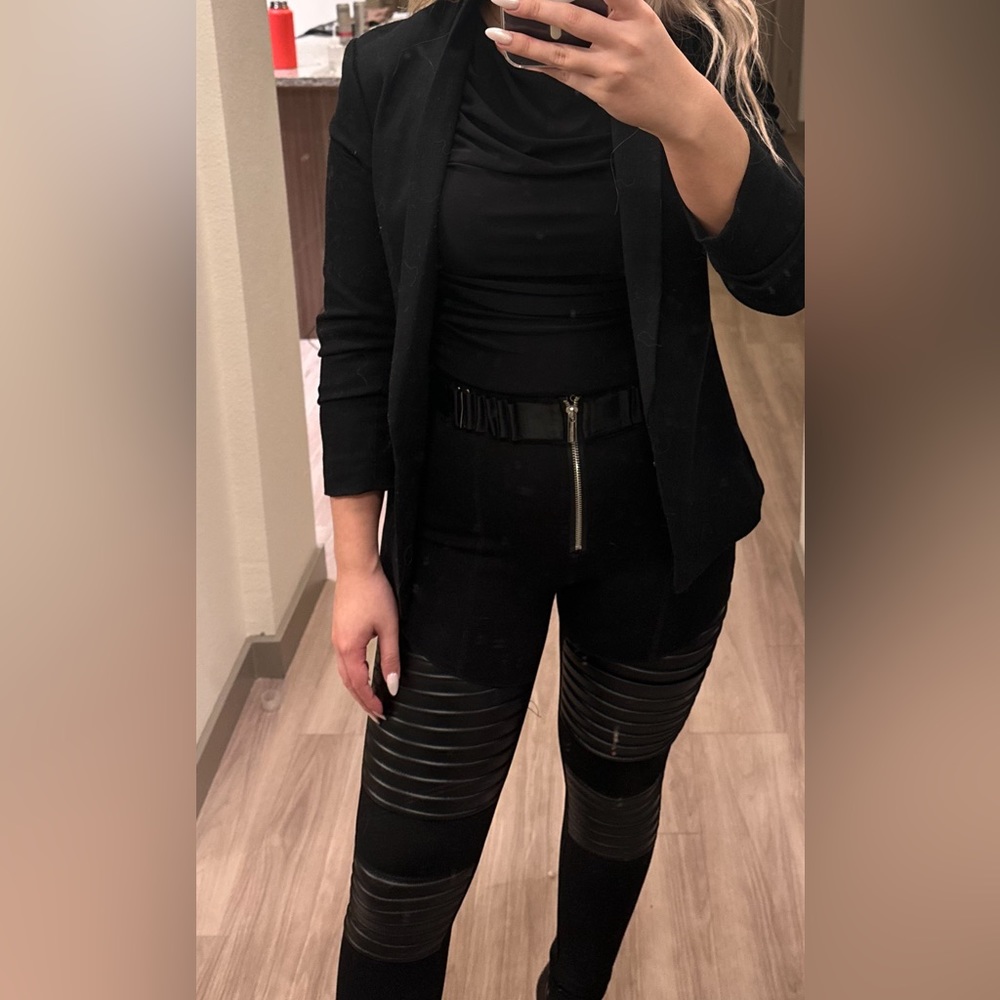 Leggings with leather